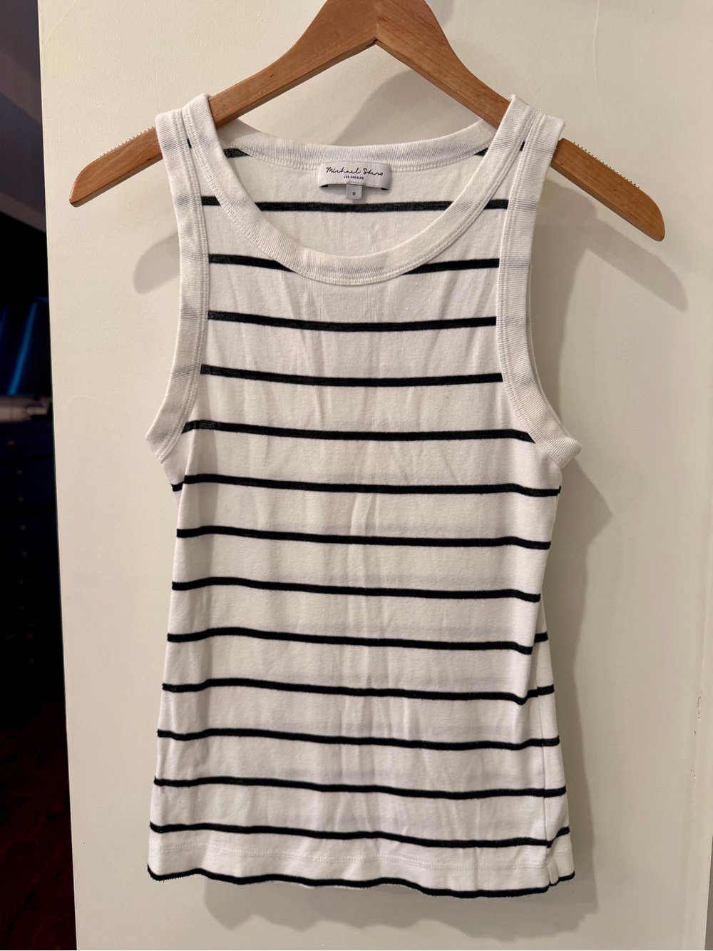 Michael Stars White Tank with Black Horizontal Stripes